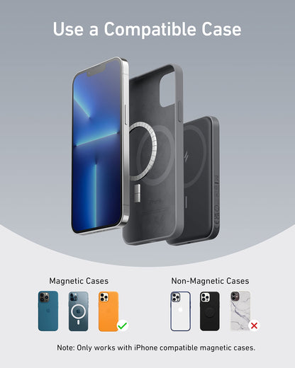 Anker Magnetic Portable Charger, 5,000mAh Wireless Portable Charger with USB-C Cable, Battery Pack Only Compatible with iPhone 15/15 Plus/15 Pro/15 Pro Max, iPhone 14/13/12 Series and more