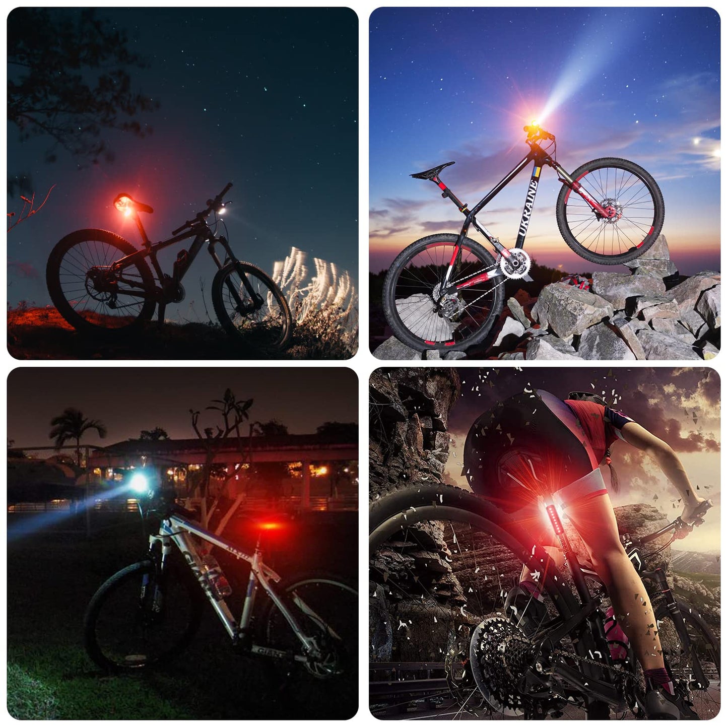 Bike Lights, KASLIGHT 8 LED Rechargeable Bike Light, 10000mAh Bright Bike Lights Front and Back 5modes Digital Display USB Bicycle Light, Bike Headlight Runtime 18+Hrs for Road Mountain Cycling