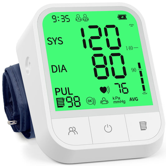 Blood Pressure Monitor Upper Arm Adjustable Cuff Home Automatic Digital Blood Pressure Machine LCD Large Screen Display Bp Monitor Dual Users Mode with Portable Storage Bag