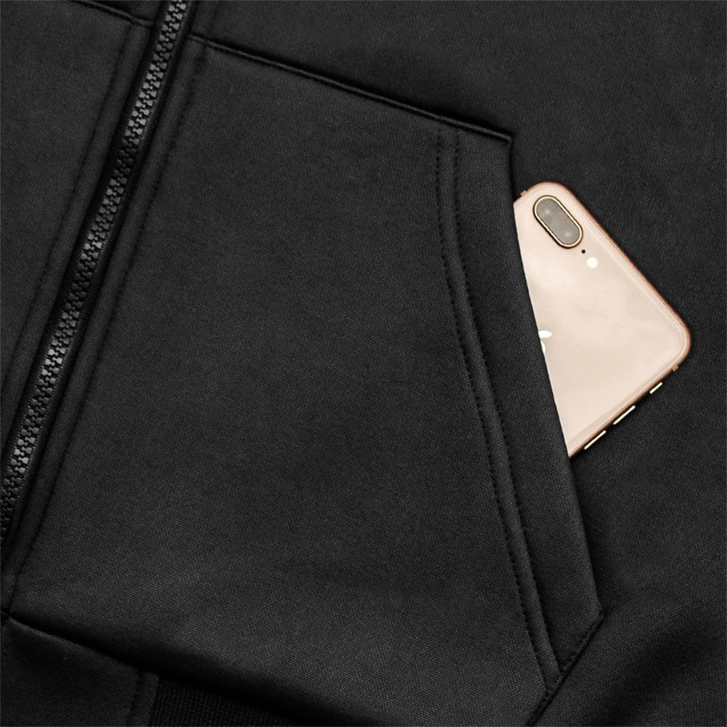 Hoodies for Men Full Zip Up Fleece Warm Jackets Thick Coats Heavyweight Sweatershirts Kangaroo Pockets Black/Grey L