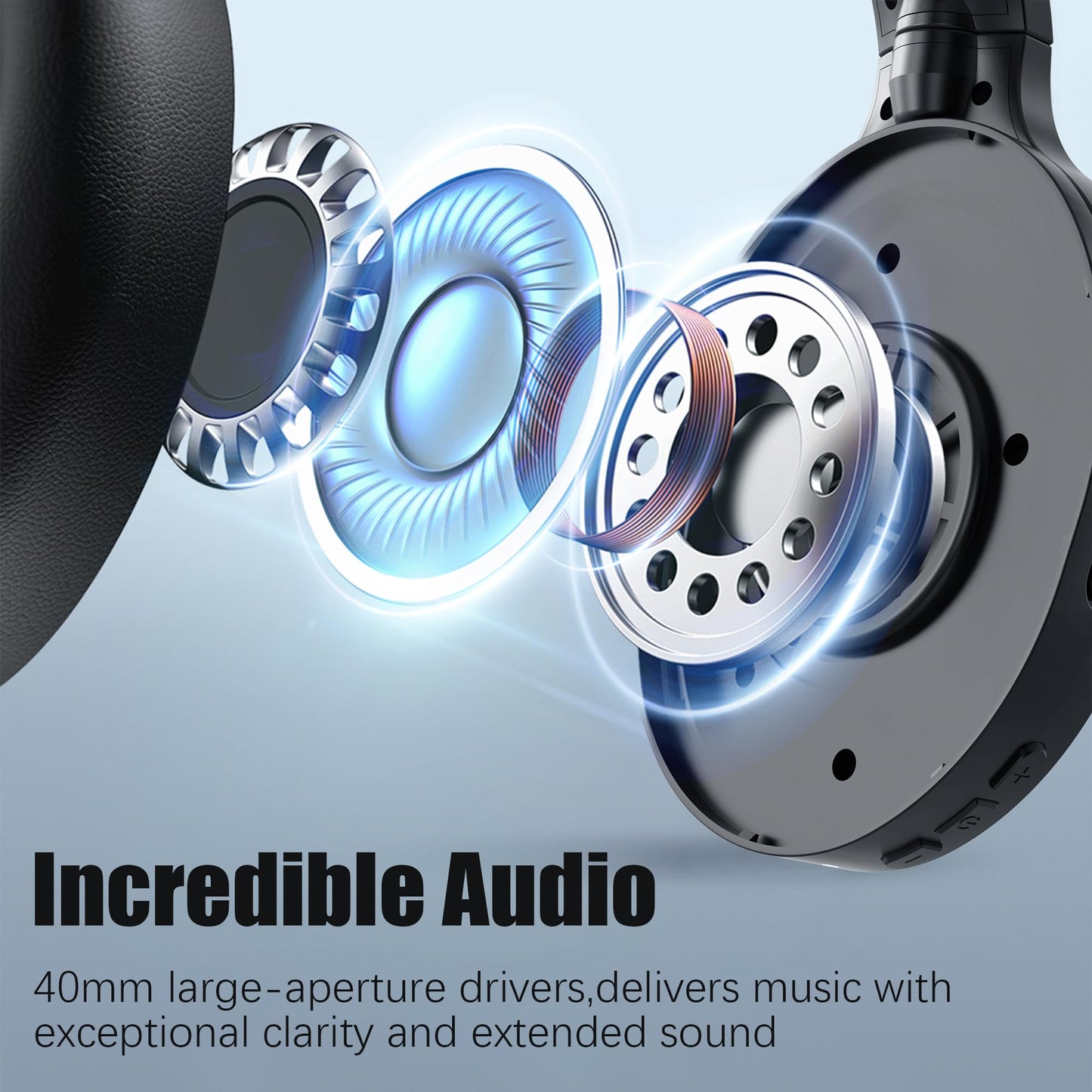 Active Noise Cancelling Headphones, 100H Playtime Wireless Headphones Over Ear with Mic, Headphones Wireless Bluetooth with Hi-Fi Audio Deep Bass,3.5MM Cable, Soft-Earpads,Fast Charging-Black