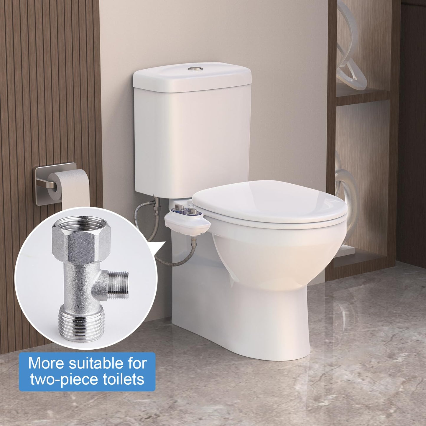 Veken Non-Electric Self-Cleaning Dual Nozzle (Frontal/Feminine Wash), Fresh Spray Bidet for Toilet with Adjustable Water Pressure Switch