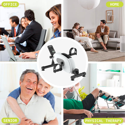 Ativafit Magnetic Under Desk Bike Pedal Exerciser for Home Workout Portable Mini Exercise Bike Arm & Leg Exerciser Physical Therapy Equipment for Seniors (White)