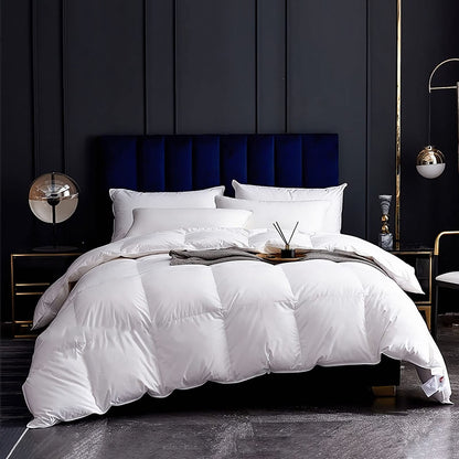 Lightweight Feather Down Comforter Twin Size, Cooling All Seasons Duvet Insert for Warm Weather/Hot Sleepers, 100% Egyptian Cotton, 750 Fill Power Thin Feathers Down Blend Comforter, Ivory, 68x90