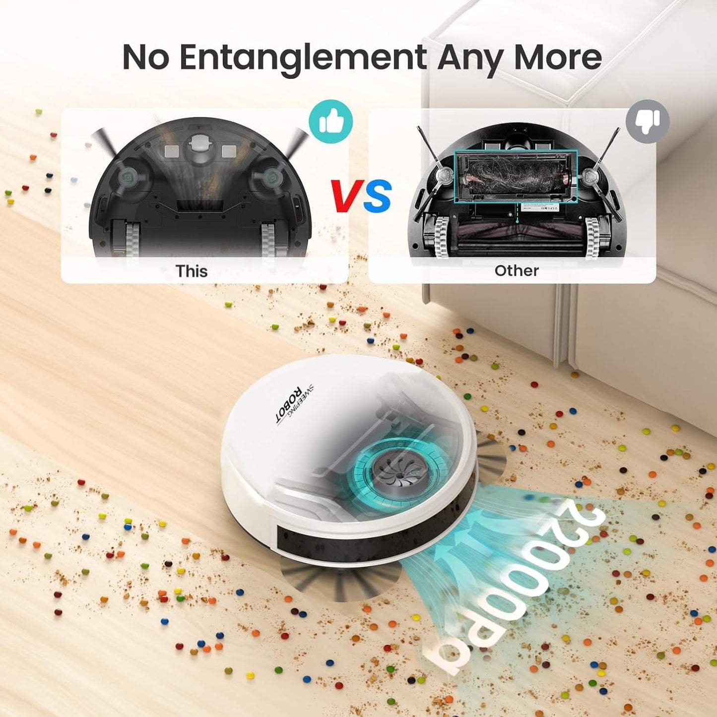 Sweeping Robot,Cleans Hard Floors to Medium-Pile Carpets,22000pa Super-Strong Suction,Ultra Slim Quiet,Robot Vacuum Cleaner,Integral Memory Multiple 1