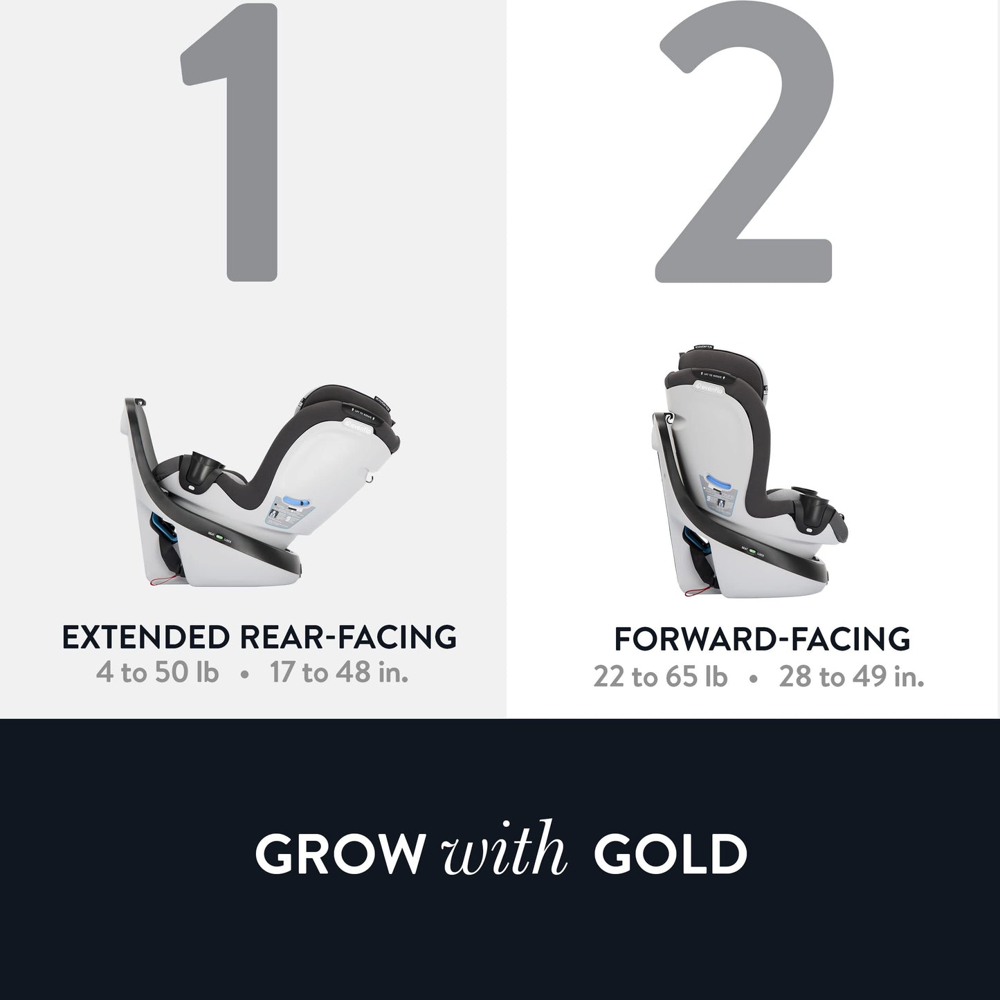 Evenflo Gold Revolve360 Slim 2-in-1 Rotational Car Seat with SensorSafe (Pearl Gray)
