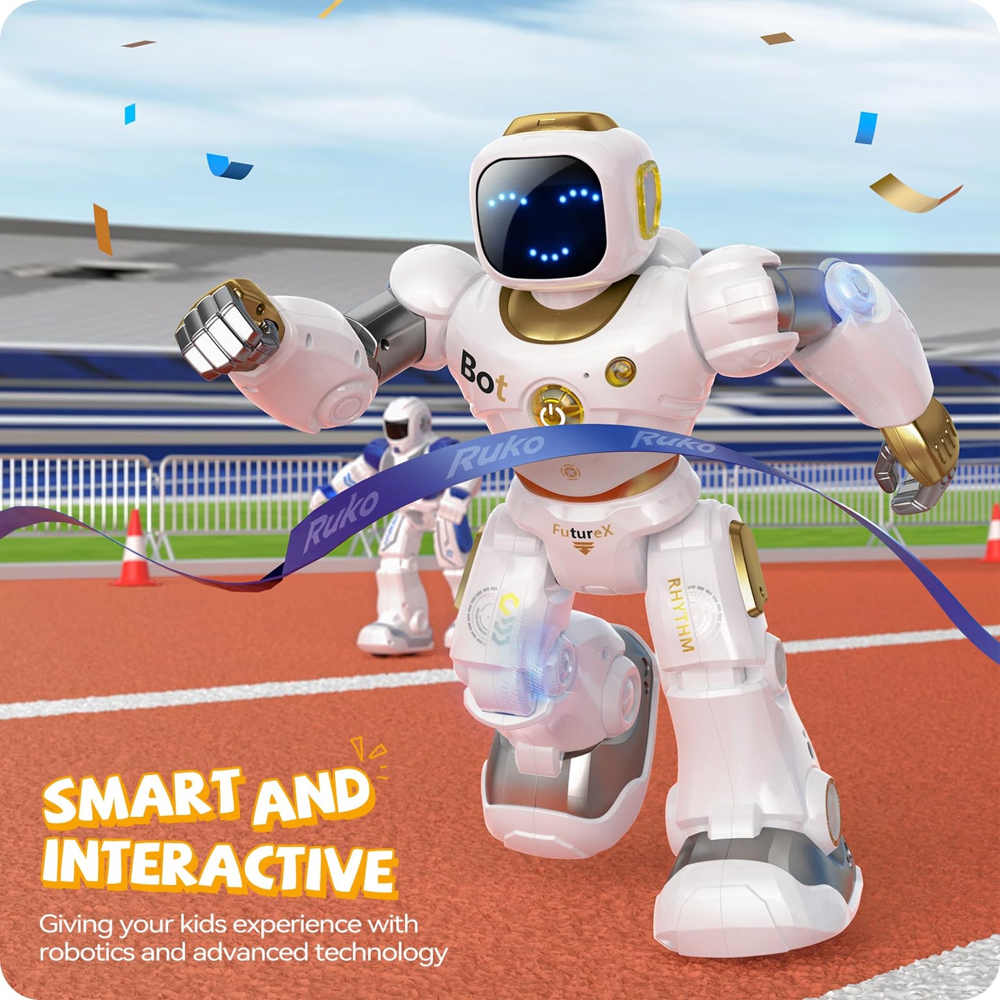 Ruko Smart Robot for Kids, Large Programmable Interactive STEM RC Robot, Voice Control and App Control, Gifts for Boys and Girls 4 5 6 7 8 9, Gold