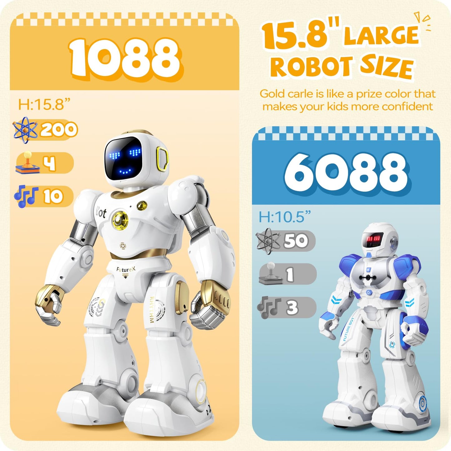 Ruko Smart Robot for Kids, Large Programmable Interactive STEM RC Robot, Voice Control and App Control, Gifts for Boys and Girls 4 5 6 7 8 9, Gold