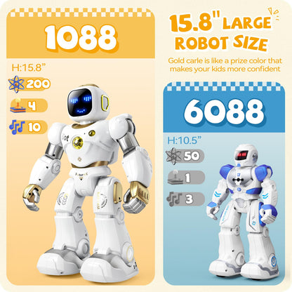 Ruko Smart Robot for Kids, Large Programmable Interactive STEM RC Robot, Voice Control and App Control, Gifts for Boys and Girls 4 5 6 7 8 9, Gold