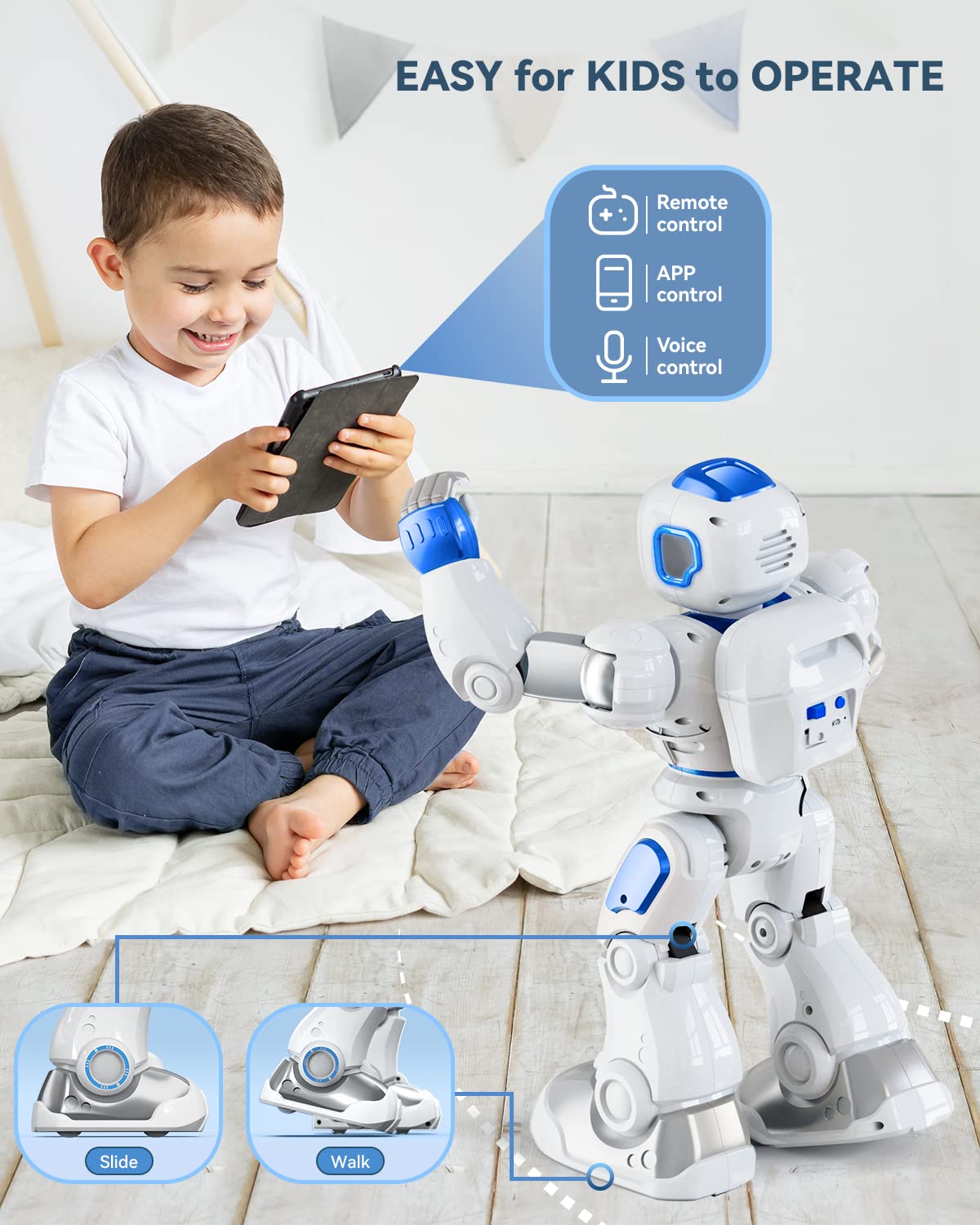 Ruko Smart Robots for Kids, Large Programmable Interactive RC Robot with Voice Control, APP Control, Present for 4 5 6 7 8 9 Years Old Kids Boys and Girls