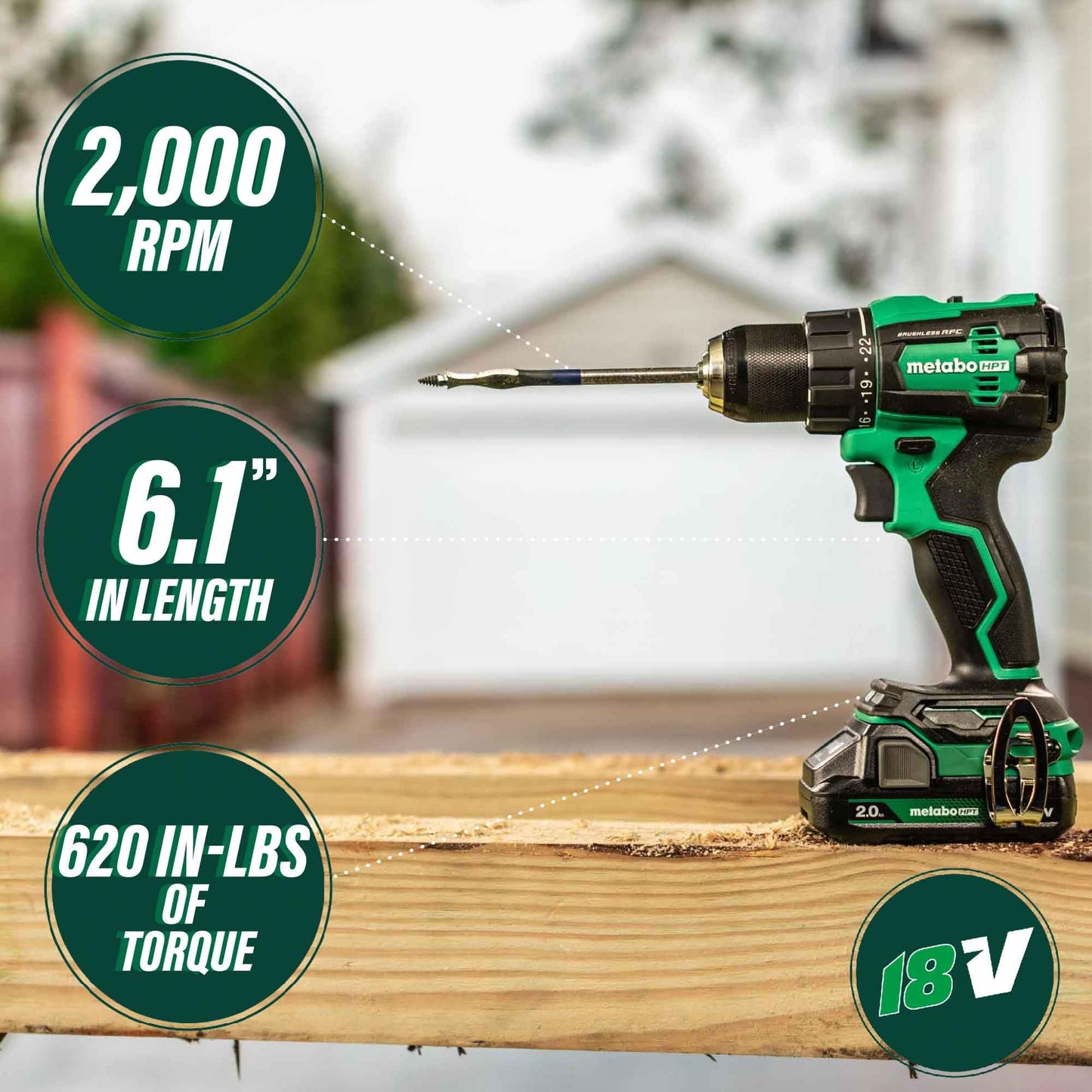 Metabo HPT 18V MultiVolt™ Cordless Brushless Driver Drill & Impact Driver Combo Kit | Includes 2-18V 2.0Ah Batteries | Lifetime Tool Warranty | KC18DEXQB
