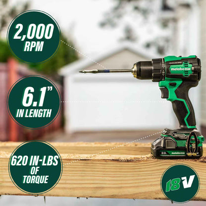 Metabo HPT 18V MultiVolt™ Cordless Brushless Driver Drill & Impact Driver Combo Kit | Includes 2-18V 2.0Ah Batteries | Lifetime Tool Warranty | KC18DEXQB