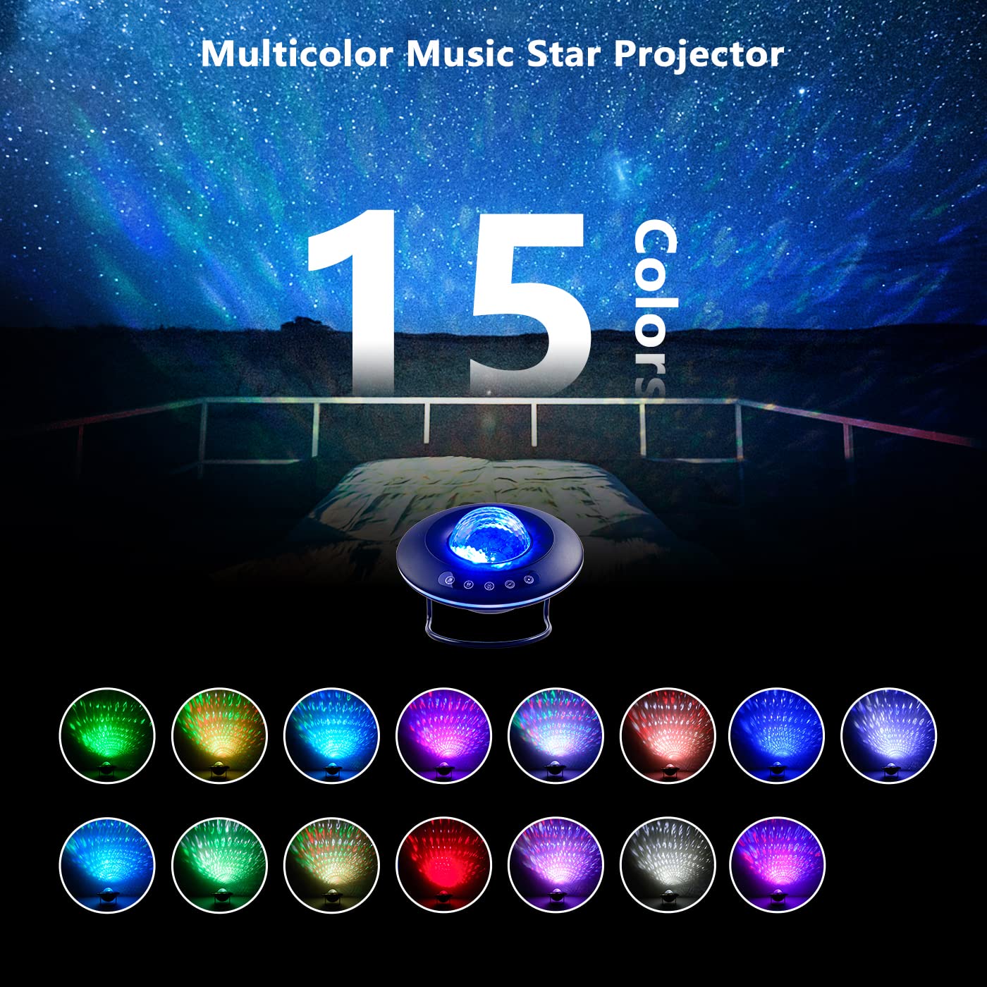 LooEooDoo Star Projector, Galaxy Starry Projection Lamp, Bluetooth Speaker Aurora Lighting with Timer and Remote Control, LED Sky Night Light for Kids Bedroom, Gaming Decor, Home Theater, Ceiling