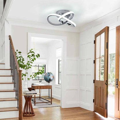 Garwarm Hallway Light,20W LED Ceiling Light,Semi Flush Mount Chandelier, Kitchen Led Lights Fixtures for Foryer Bedroom Garage Bathroom Balcony Corridor Stair Aisle Lamp，Chrome,6000K