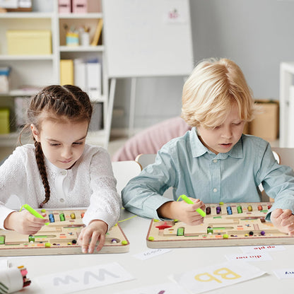 Qudamah Magnetic Color and Number Maze,Montessori Board Toys for Kids Age 3+ Preschooler Educational Counting Matching Wooden Board Motor Skills Learning Toys Boys Girls