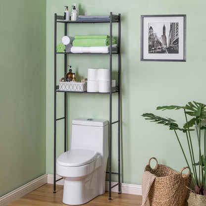 OhuaCason Over The Toilet Storage Cabinet Bathroom Organizer Shelf: Over The Toilet Storage Shelf - Bathroom Shelves Towel Storage Shelf for Small Bathroom - Metal Matte Black