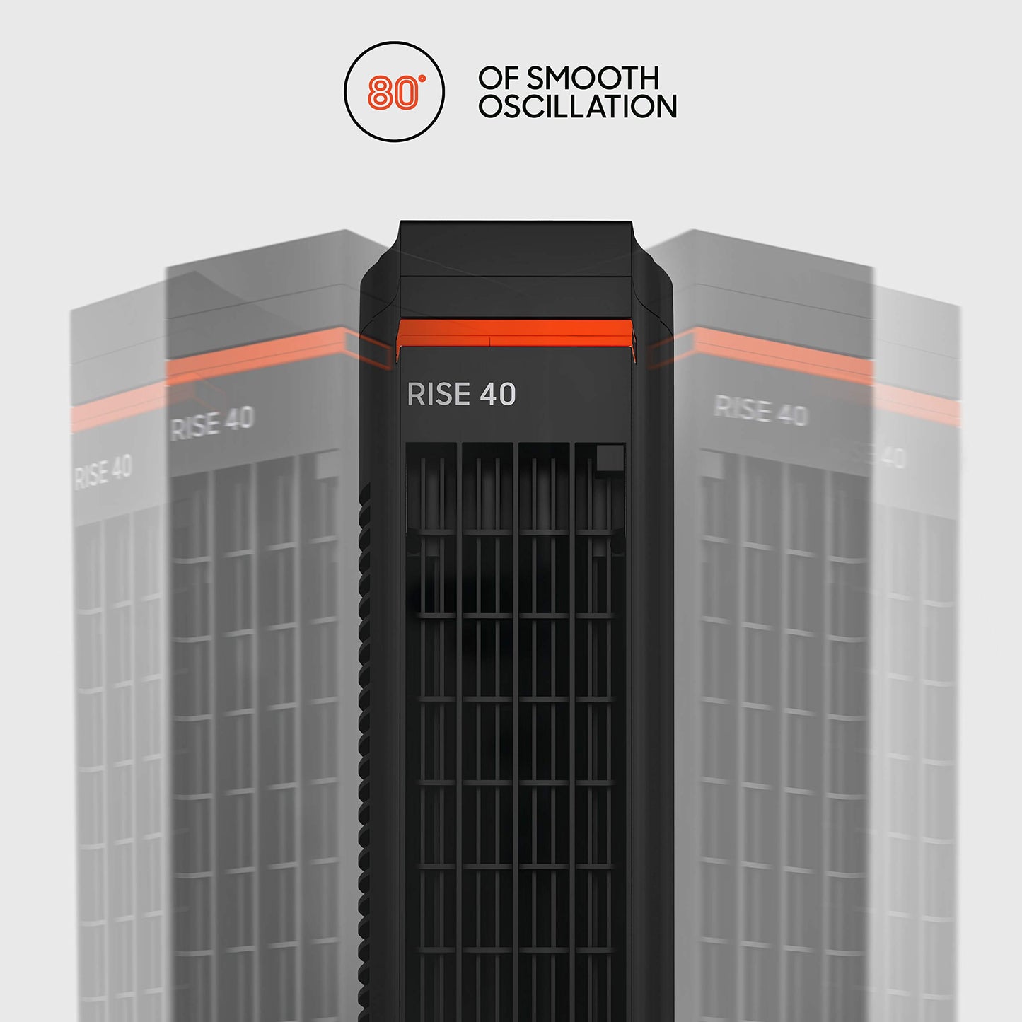 Sharper Image RISE 40 Oscillating Tower Fan with 4 Speeds, Remote Control, Black