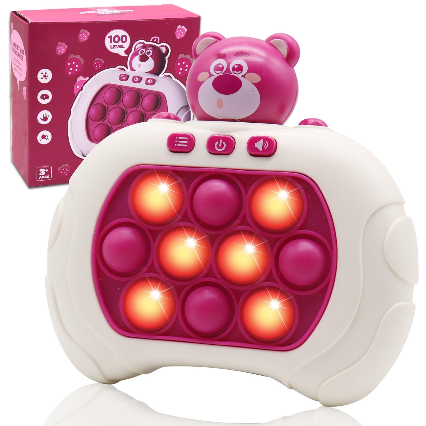 Fast-Push-Bubble-Game-Animal for Kids & Adults [Pop Fidget Quick Push Game] [Light up Puzzle Speed Push Game] [Handheld Fidget Game Toy] Gift for Girls Age 3-12