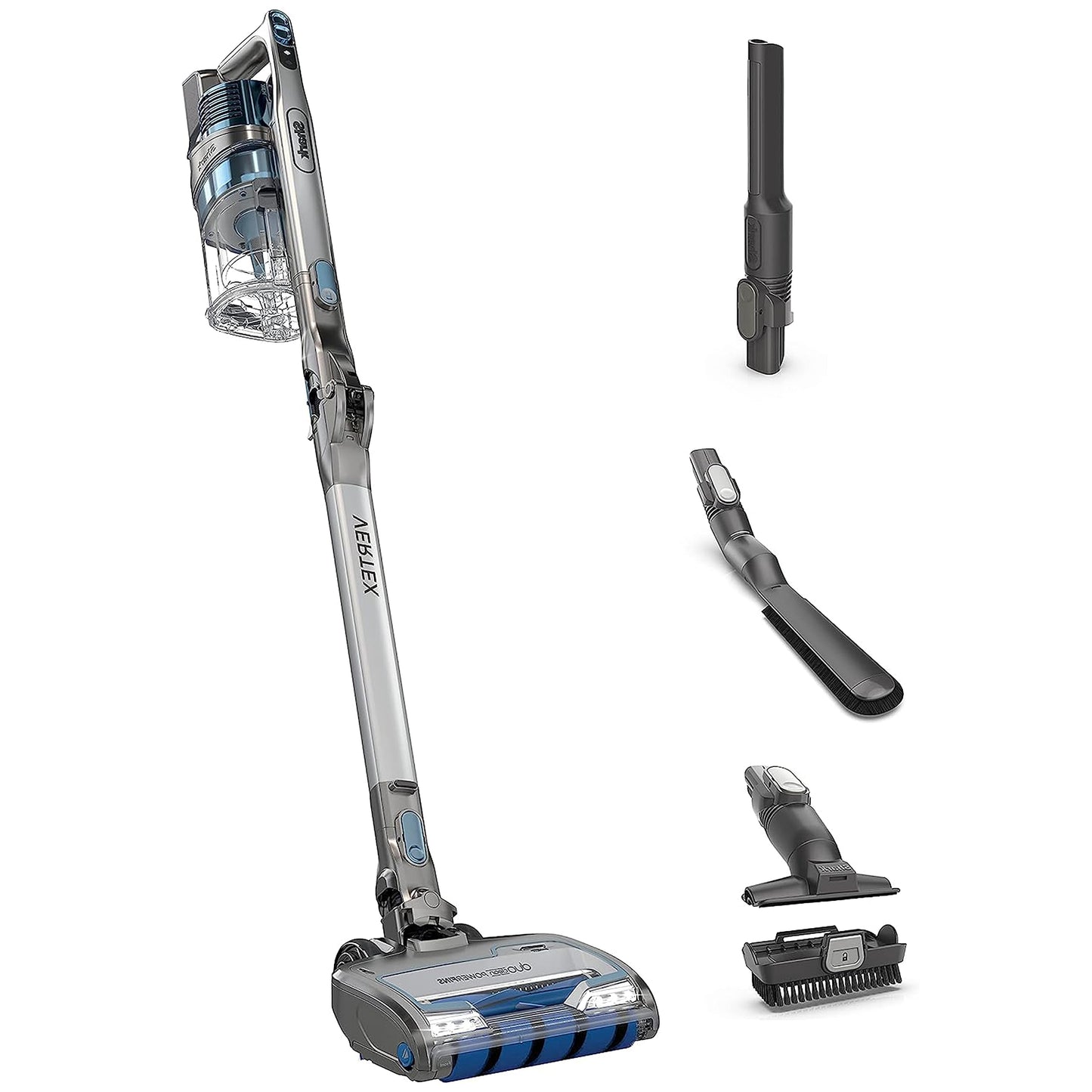 Shark IZ462H Vertex Ultra Lightweight Cordless Stick Vacuum with DuoClean PowerFins, Crevice, Pet Multi-Tool, Anti-Allergen, Brush, Removable Handheld, Flex, 60 min Runtime, Blue, MultiFLEX