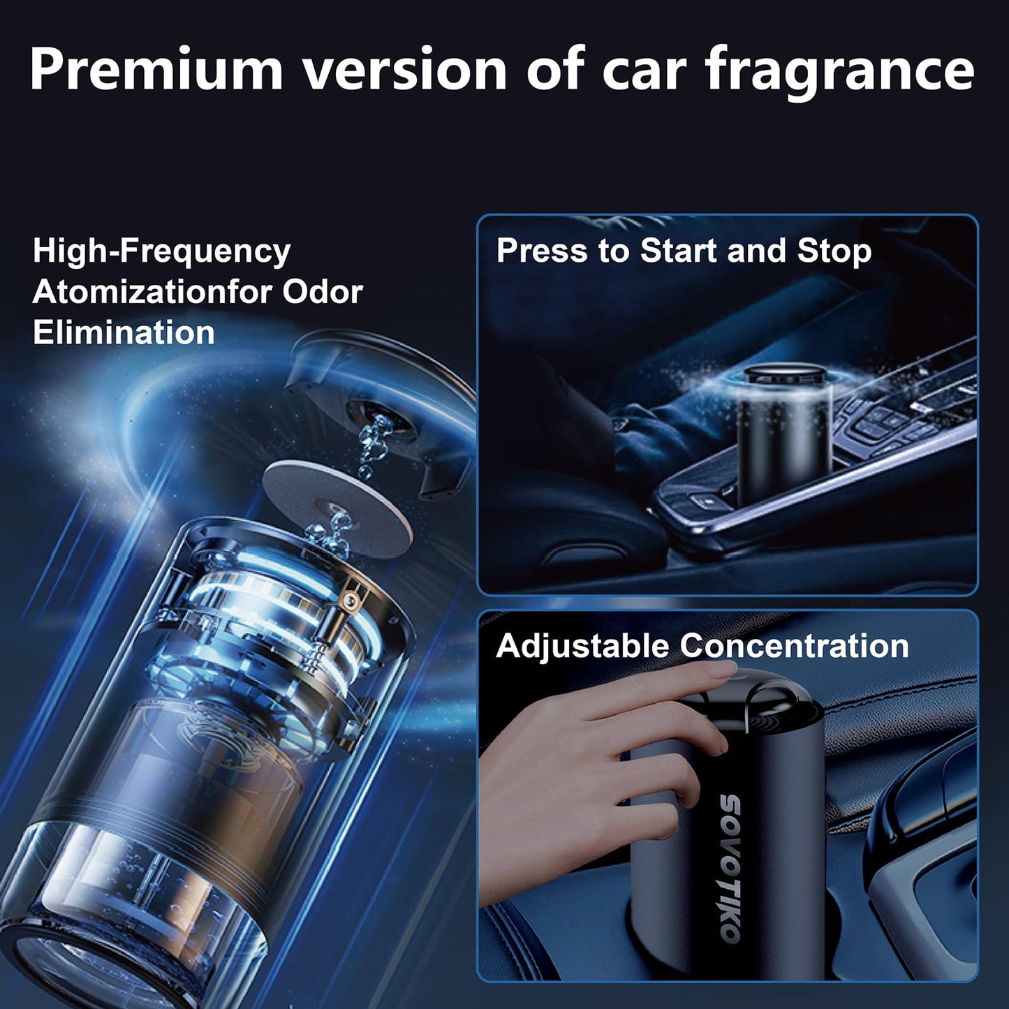 SOVOTIKO P36 Car Air Freshener,65ML Smell Good Natural Car Fragrance Lasts 2-6 Months,Portable Car Scent Diffuser,Adjustable Concentration,Perfect Car Gifts for Men Woman (Cologne)…