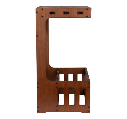 Mind Reader Wine and Wine Glass Rack, Wine Glass Holder, Countertop Bar Organizer, Wood, 13" L x 10.25" W x 20" H, Brown