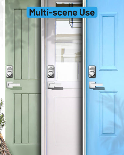 Zowill Keyless Entry Door Lock with 2 Lever Handles, Electronic Keypad Deadbolt, Auto-Locking, Anti-Peeping Password, Digital Smart Code Door Lock, Front Door Handle Sets, Satin Nickel