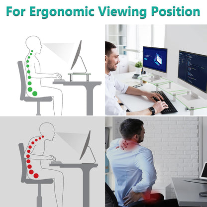 WALI Dual Monitor Stand, Computer Monitor Stand Adjustable Length and Angle Dual Monitor Riser, Desktop Organizer, Monitor Stand Riser for PC, Computer, Laptop (GTT007), Clear