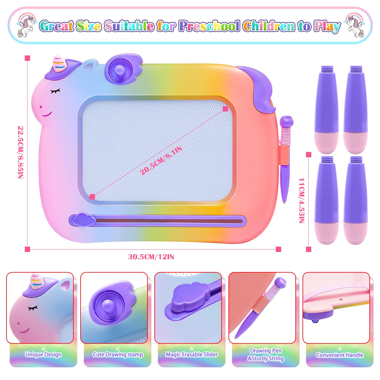 Toddler Toys 2-3,Magnetic Drawing Board Baby Toys for 18 Months,Toddler Girl Boy Toys Writing Doodle Board,Learning Educational Kids Unicorn Toys for 1 2 3 Year Old Girls Boys Christmas Birthday Gifts