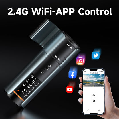 E-YEEGER Dash Cam Front 4K: Mini Dash Cams for Cars, 2160P Car Camera with Free 32GB Card, WiFi Dash Camera with APP, WDR Night Vision, 24 Hours Parking Monitor Dashcams, G-Sensor, Support 256GB Max