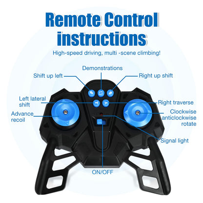 NQD Remote Control Car, RC Cars Stunt Car Toy, 4WD 2.4Ghz Double Sided 360° Rotating RC Car with Cool Light and Music, Kids Xmas Toy Cars for Boys/Girls (Blue)