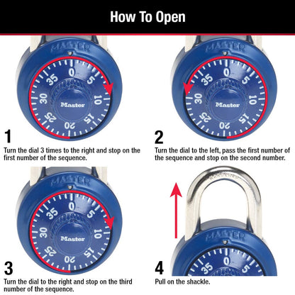 Master Lock Combination Locker Lock, Combination Padlock for Gym and School Lockers, Colors May Vary