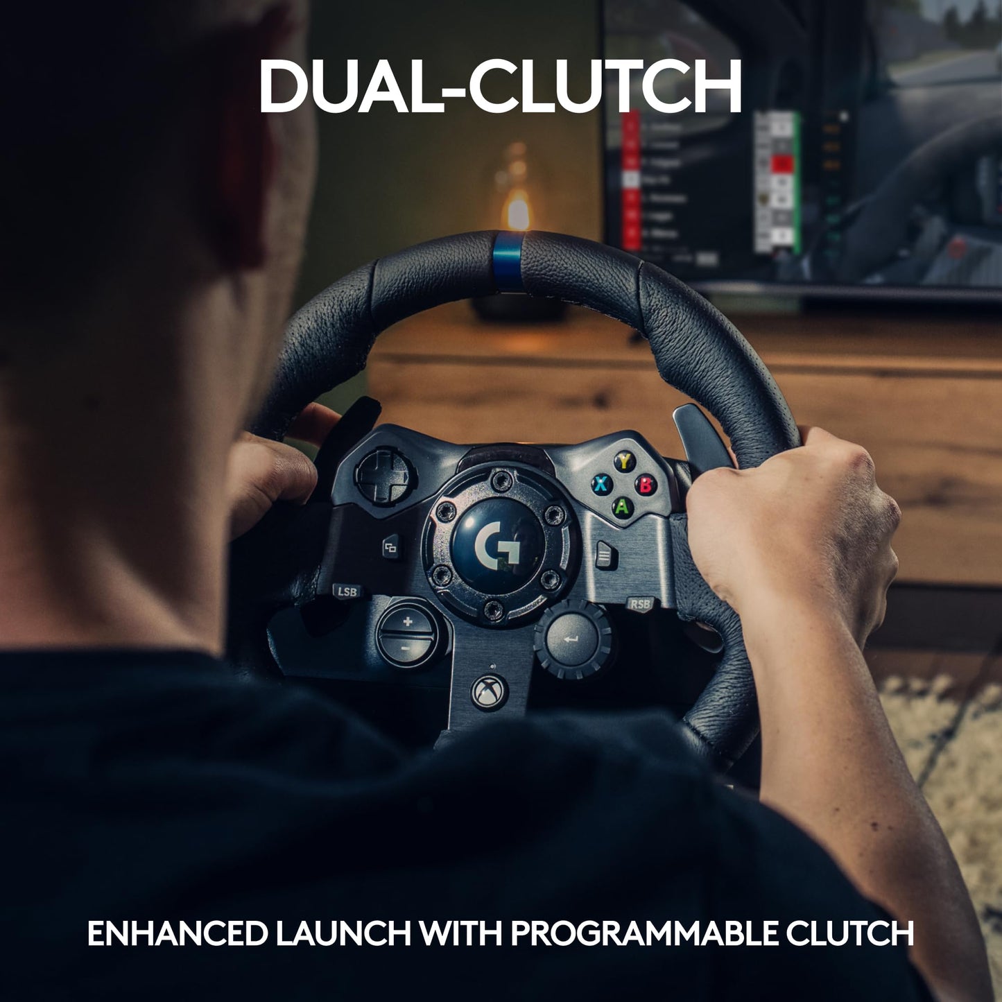 Logitech G923 Racing Wheel and Pedals for Xbox Series X|S, Xbox One and PC featuring TRUEFORCE up to 1000 Hz Force Feedback, Responsive Pedal, Dual Clutch Launch Control, and Genuine Leather Wheel Cover