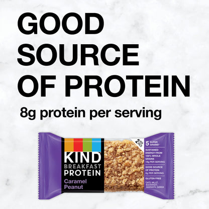 KIND Breakfast Protein Bars, Caramel Peanut, Healthy Snacks, Gluten Free, 30 Count