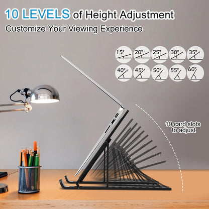 Laptop Stand for Desk,MacBook Portable foldable Stand Sturdy Laptop Riser, Ventilated Laptop Holder Compatible 13 14 15.6 Inch MacBook Pro Air/HP/Dell,Cooling Computer Stand Accessories Black
