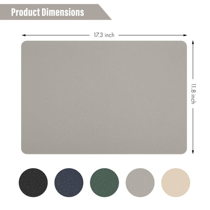 Placemats Set of 6, Heat Stain Scratch Resistant Faux Leather Table Mats Non-Slip Wipeable Waterproof Washable Indoor Outdoor for Dining Table Kitchen Decor (Grey)