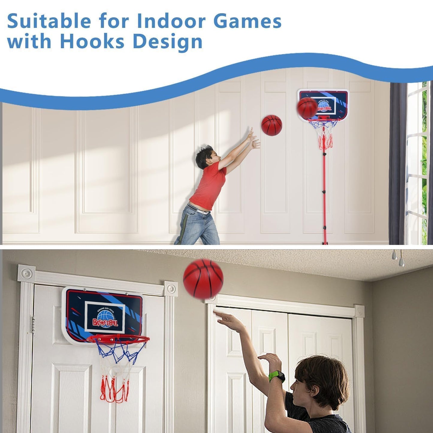 VROGTIK Basketball Hoop for Kids Ages 4-8 Outdoor Toys for Boys 4-6 - Adjustable Height, 3 Balls Included Kids Basketball Hoop Outdoor - Backyard Room Toy Gift