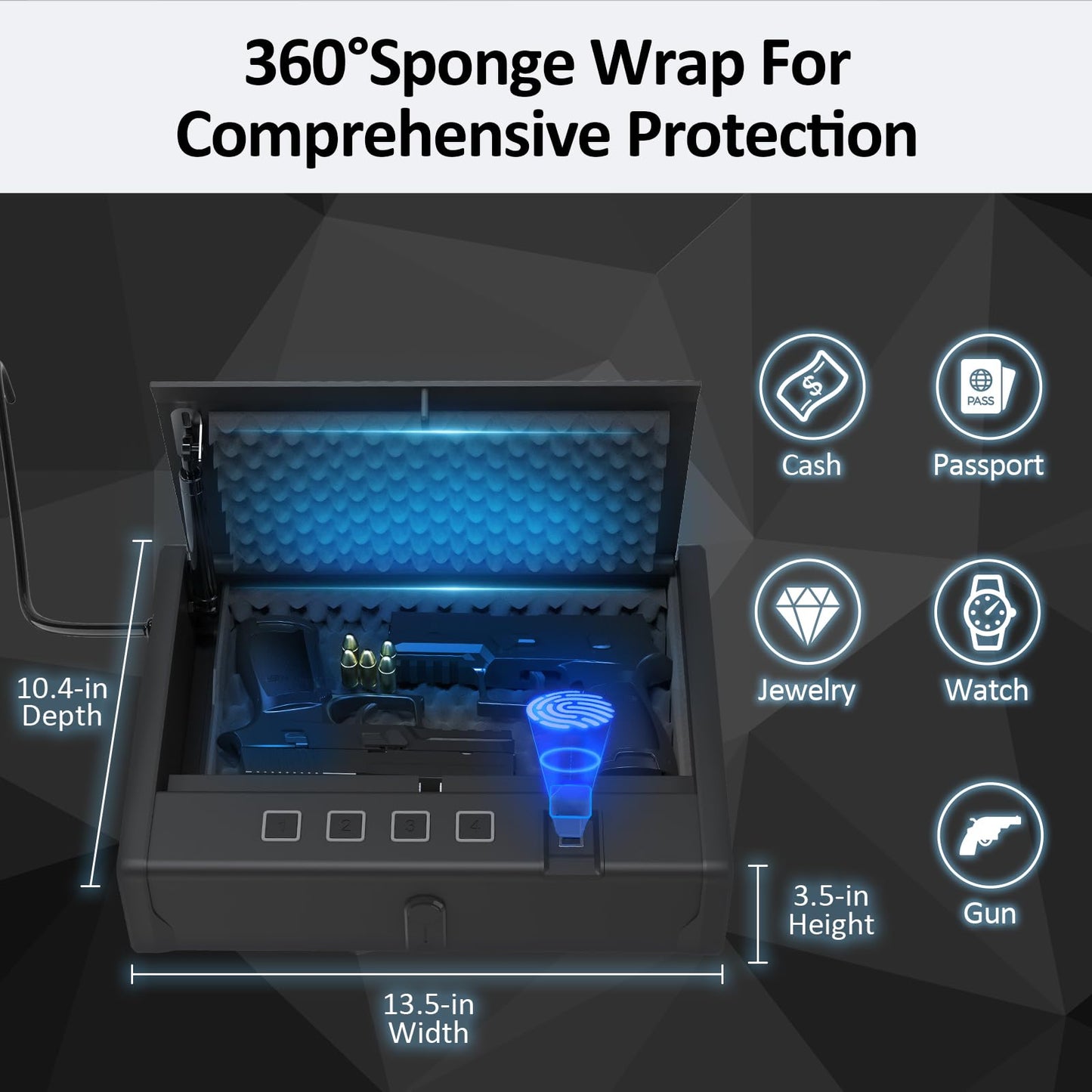UPDATE: This Code Has Expired! HARDROCK gun safe for handgun, biometric gun safes for Pistol，fingerprint gun safe for Handgun,Quick-Access，Ammunition Storage Security lock box for Home nightstand bedside