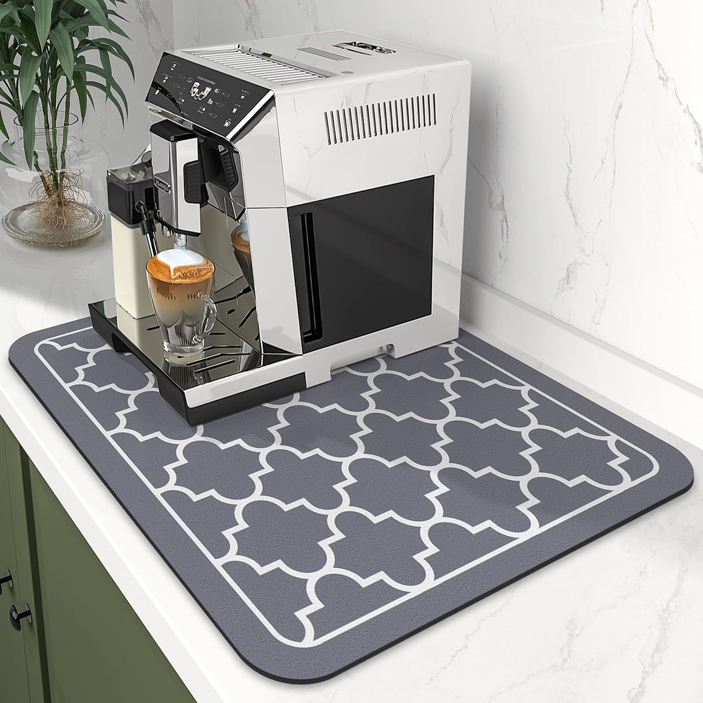 WISELIFE Dish Drying Mat Coffee Mat Super Absorbent Drying Mat Large Dish Drying Mats for Kitchen Counter Easy clean Dish Mat Kitchen Drying Mat 15" x 18" Grey