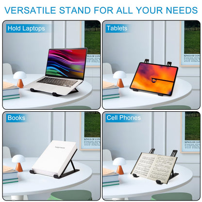 Laptop Stand for Desk,MacBook Portable foldable Stand Sturdy Laptop Riser, Ventilated Laptop Holder Compatible 13 14 15.6 Inch MacBook Pro Air/HP/Dell,Cooling Computer Stand Accessories Black