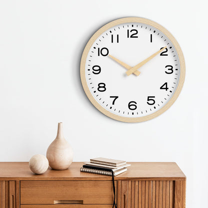 AKCISOT Wall Clock,Boho Kitchen 10 Inch Wall Clocks Battery Operated Non Ticking,Silent Modern Clock Decorative for Bedroom,Office,Bathroom,Living Room,Home (Wood Grain)