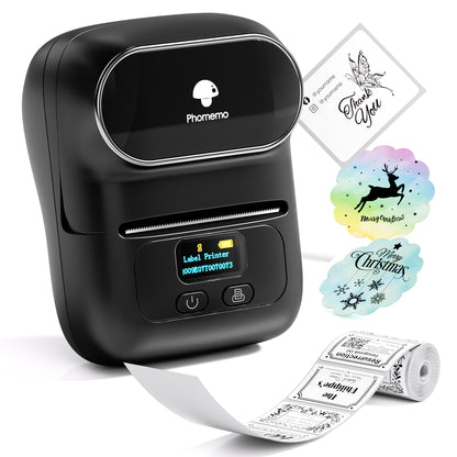 Phomemo M110 Label Makers - Barcode Label Printer Bluetooth Portable Thermal Printer for Small Business, Address, Logo, Clothing, Mailing, Sticker Printer for Phones & PC, Black