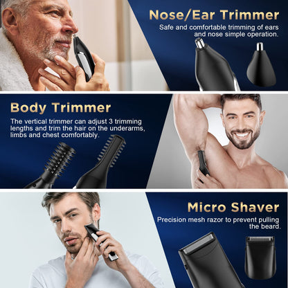 Lopeie Beard Trimmer for Men, All in One Mens Beard Grooming Kit, IPX7 Washable Hair Clippers for Beard, Face, Nose Hair Trimmer Body Shavers, Hair Clippers Electric Razor for Men Gifts