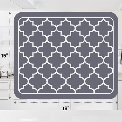 WISELIFE Dish Drying Mat Coffee Mat Super Absorbent Drying Mat Large Dish Drying Mats for Kitchen Counter Easy clean Dish Mat Kitchen Drying Mat 15" x 18" Grey