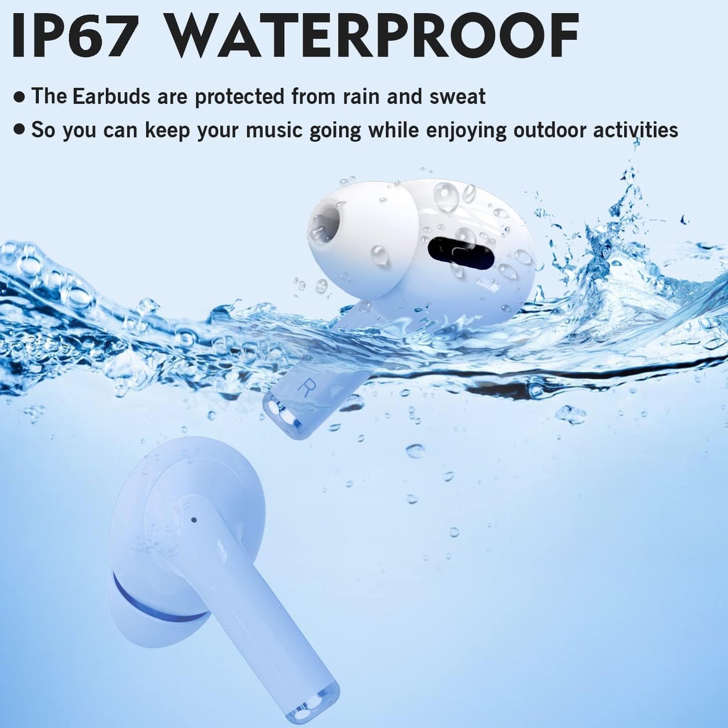 Wireless Earbuds, Bluetooth Headphones Wireless Headset in Ear with ENC Noise Cancelling Mic, 30H with HiFi Stereo IP7 Waterproof Earphones Air Buds Pro Touch Control Smart Pop-up Auto Pairing
