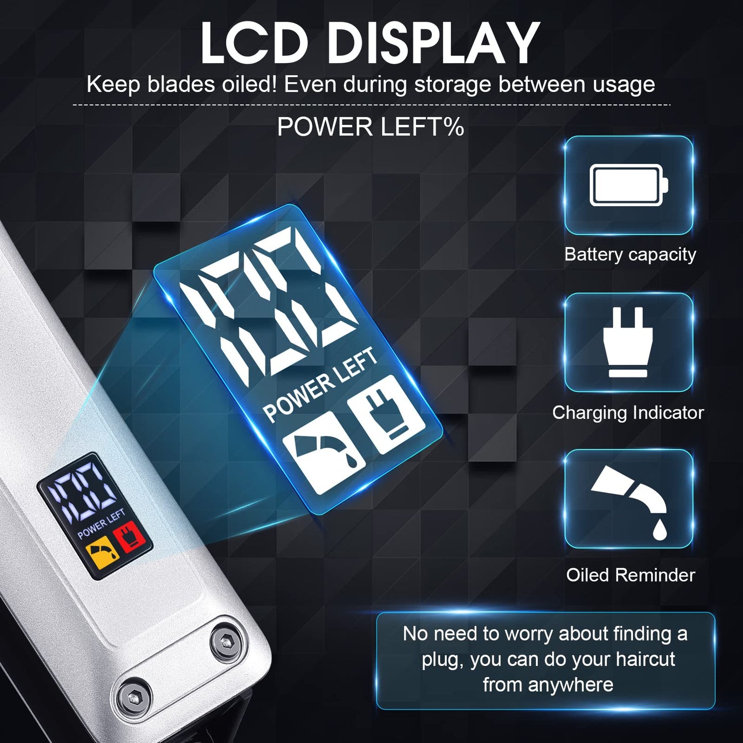 COMZIO Electric Hair Clippers for Men, Cordless High-Performance Professional Barber Hair Cutting Kit,Rechargeable Beard Trimmer, Home Haircut & Grooming Set with Large LED Display