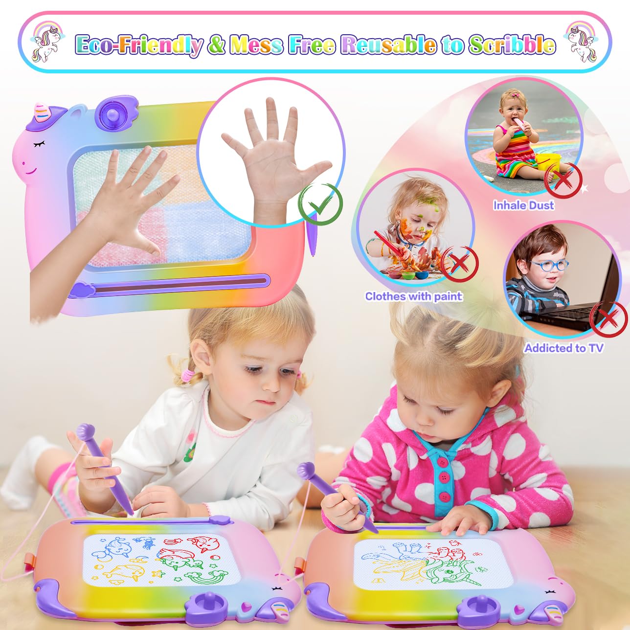 Toddler Toys 2-3,Magnetic Drawing Board Baby Toys for 18 Months,Toddler Girl Boy Toys Writing Doodle Board,Learning Educational Kids Unicorn Toys for 1 2 3 Year Old Girls Boys Christmas Birthday Gifts