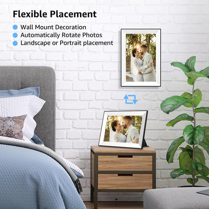 Frameo Digital Picture Frame,WiFi Slideshow Digital Photo Frame with 10.1 Inch IPS Touch Screen,Load from Phone to 32GB Digital Frame,Smart Rotating Pictures via White Electronic Picture Frame,Gift