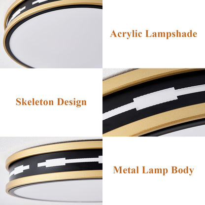 Peblto Modern LED Ceiling Light, Minimalist Flush Mount Ceiling Lights for Bedroom, Round Ceiling Lamp Lighting Fixture for Hallway, Kitchen, Laundry Room, Black Gold