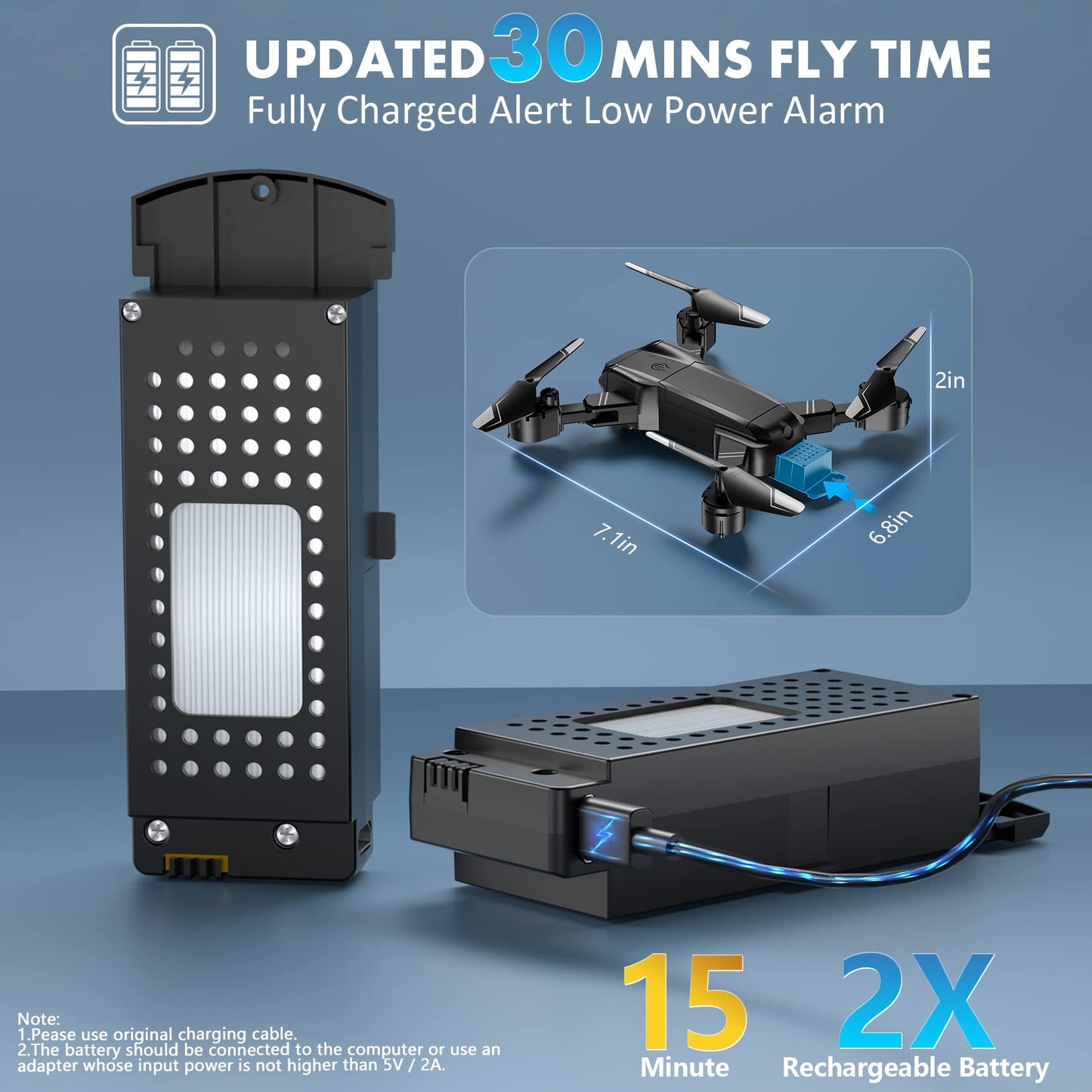MAETOT Drone with Camera for Kids, Foldable 1080P HD FPV Drones for Kids 8-12, 2 Batteries 30mins Flight Time WiFi RC Quadcopter, One-key Take off/Landing Altitude Hold Headless Mode with Carry Case