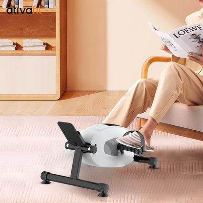 Ativafit Magnetic Under Desk Bike Pedal Exerciser for Home Workout Portable Mini Exercise Bike Arm & Leg Exerciser Physical Therapy Equipment for Seniors (White)